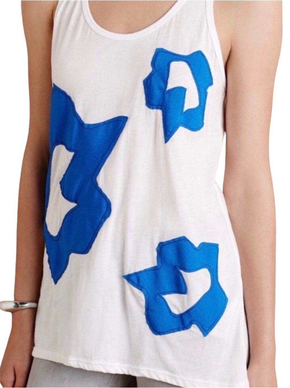 NWT Anthropologie Left of Centre star patch embroidered tank